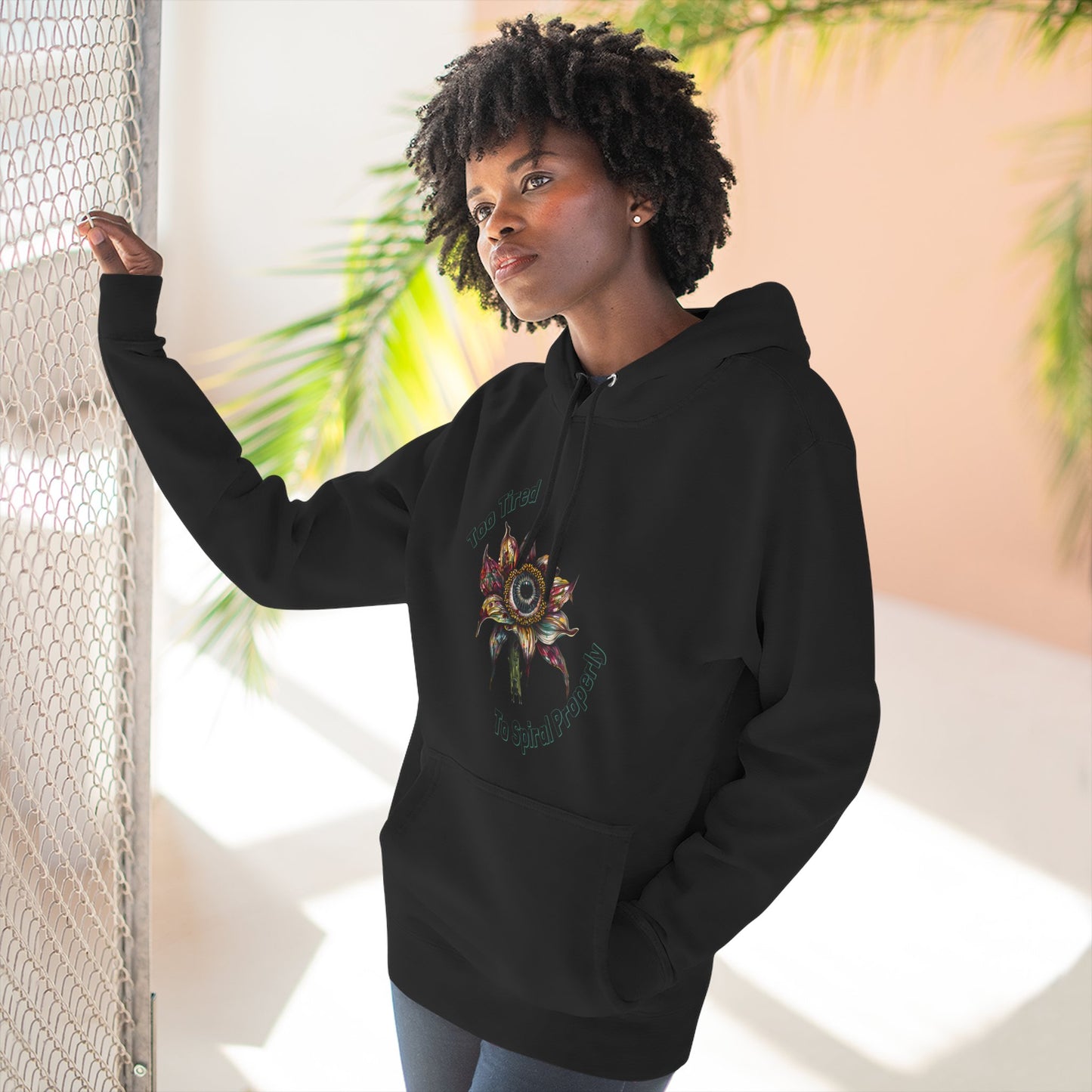Cozy Fleece Hoodie, Funny Quote, Three-Panel Sweatshirt, Too Tired To Spiral Properly, Sarcastic Hoodie, Lazy Day Gift, Comfy Pullover