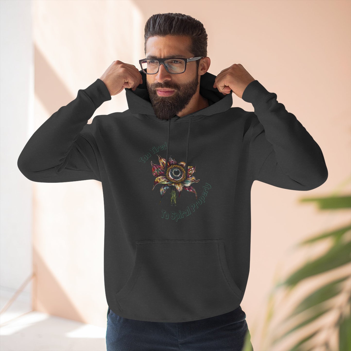 Cozy Fleece Hoodie, Funny Quote, Three-Panel Sweatshirt, Too Tired To Spiral Properly, Sarcastic Hoodie, Lazy Day Gift, Comfy Pullover
